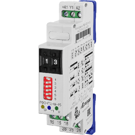 Реле времени РВО-П2-М-15 многофункциональное (8 функций), дискретная установка, 2 переключающих контакта, только УХЛ4