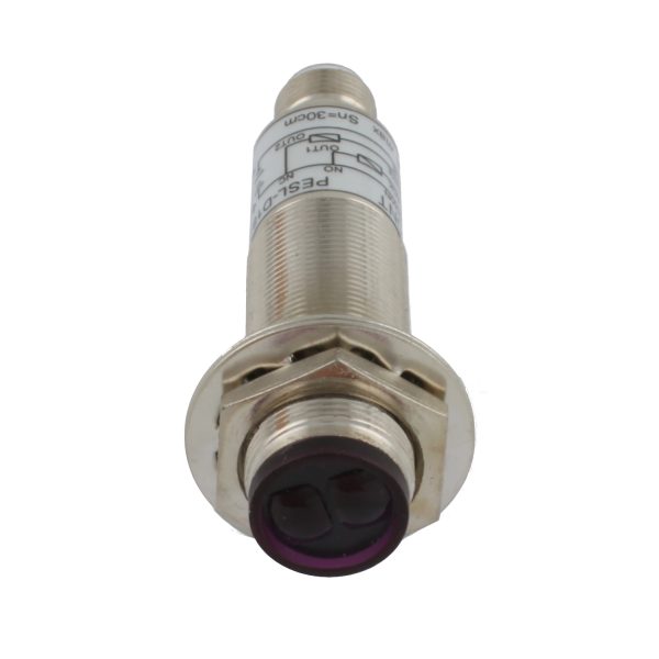 INNOCONT Фотодатчик диффузионный, М18x1, зона срабатывания до 30 см, -10 +60 С, 12…24 VDC, IP67, выход: PNP NO + NC, макс. ток 200 мА, время реакции 3 мс, разъем М12 PESL-D18-POC30D (connector) — изображение 3