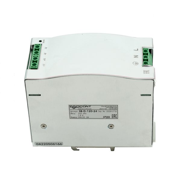 Источник питания INNOCONT на DIN-рейку, -10 +50С, IP20, вход: 220VAC, 1.6А, выход: 120W, 24VDC, 5A, типы защиты: КЗ, перегрузка, перенапряжение SB-D-120-24 — изображение 8
