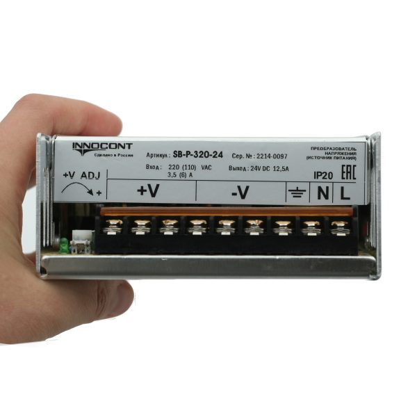 Источник питания INNOCONT. Вход: 220VAC, 3.5А, выход: 300W, 24VDC, 12.5A,-10 +50С, IP20, типы защиты: КЗ, перегрузка, перенапряжение SB-P-320-24 — изображение 4