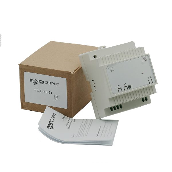 Источник питания INNOCONT. Вход: 220VAC, 0.8А, выход: 60W, 24VDC, 2.5A,-10 +50С, IP20, типы защиты: КЗ, перегрузка, перенапряжение SB-D-60-24 — изображение 7