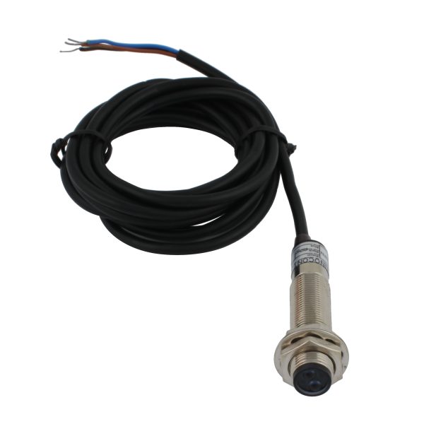 INNOCONT Фотодатчик диффузионный, М12x1, зона срабатывания до 10 см, -10 +60 С, 12…24 VDC, IP67, выход: NPN NO, макс. ток 200 мА, время реакции 3 мс, кабель 2 м PES-D12-NO10D — изображение 1