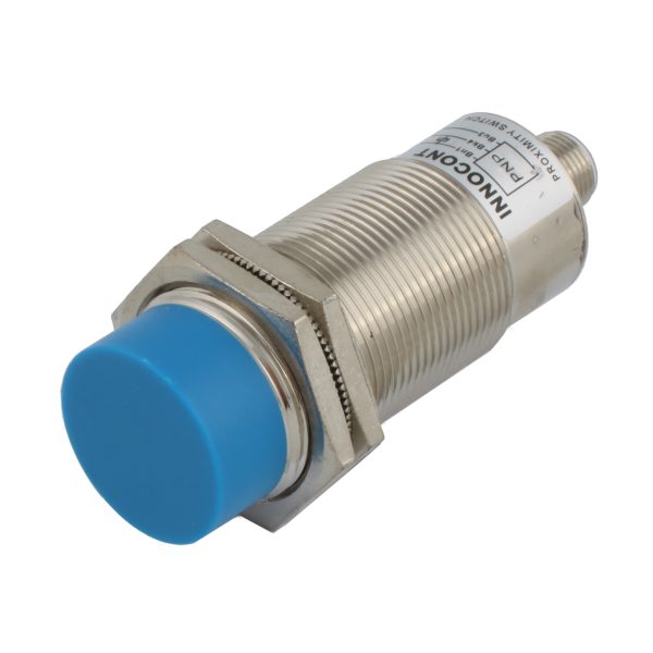 INNOCONT Индуктивный датчик, M30x1,5, L=78 мм, неэкранированный, зона срабатывания 15 мм, -25 +60 С, 12…24 VDC, IP67, выход: PNP NO, макс. ток 200 мА, разъем M12 SLI-30P15C — изображение 1
