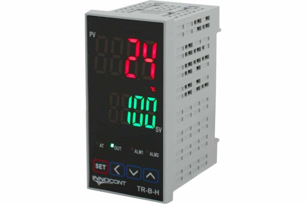 INNOCONT Температурный контроллер, 2 дисплея, 4 разряда, 48x96x62 мм, 2 аварийных выхода, 110-220VAC, выход: реле + твердотельное реле TR-B-H — изображение 1