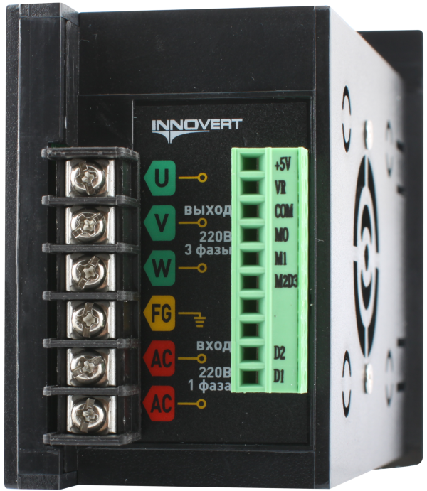 Преобразователь частоты INNOVERT IRD401M21B, 0,4 кВт (вх: 1ф x 220В / вых: 3ф х 220В) выходной ток 2.1 А — изображение 3