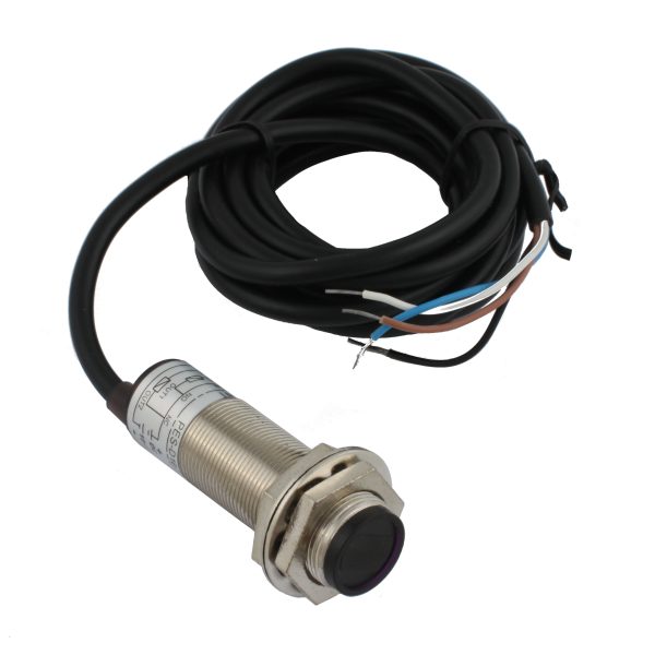 INNOCONT Фотодатчик диффузионный, М18x1, зона срабатывания до 30 см, -10 +60 С, 12…24 VDC, IP67, выход: NPN NO + NC, макс. ток 200 мА, время реакции 3 мс, кабель 2 м PES-D18-NOC30D (cable) — изображение 2