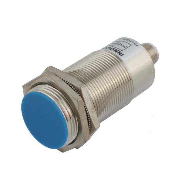 INNOCONT Индуктивный датчик, M30x1,5, L=78 мм, экранированный, зона срабатывания 10 мм, -25 +60 С, 12…24 VDC, IP67, выход: PNP NO, макс. ток 200 мА, разъем M12 SLI-30P10C — изображение 1