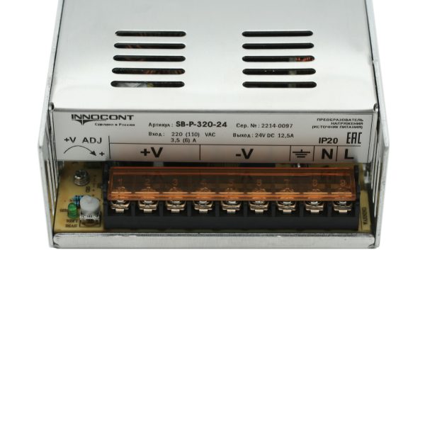 Источник питания INNOCONT. Вход: 220VAC, 3.5А, выход: 300W, 24VDC, 12.5A,-10 +50С, IP20, типы защиты: КЗ, перегрузка, перенапряжение SB-P-320-24 — изображение 5