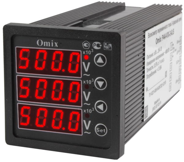 Вольтметр трехфазный щитовой Omix VX-3-0.5 (~0...500В)(~0...5МВ) — изображение 1