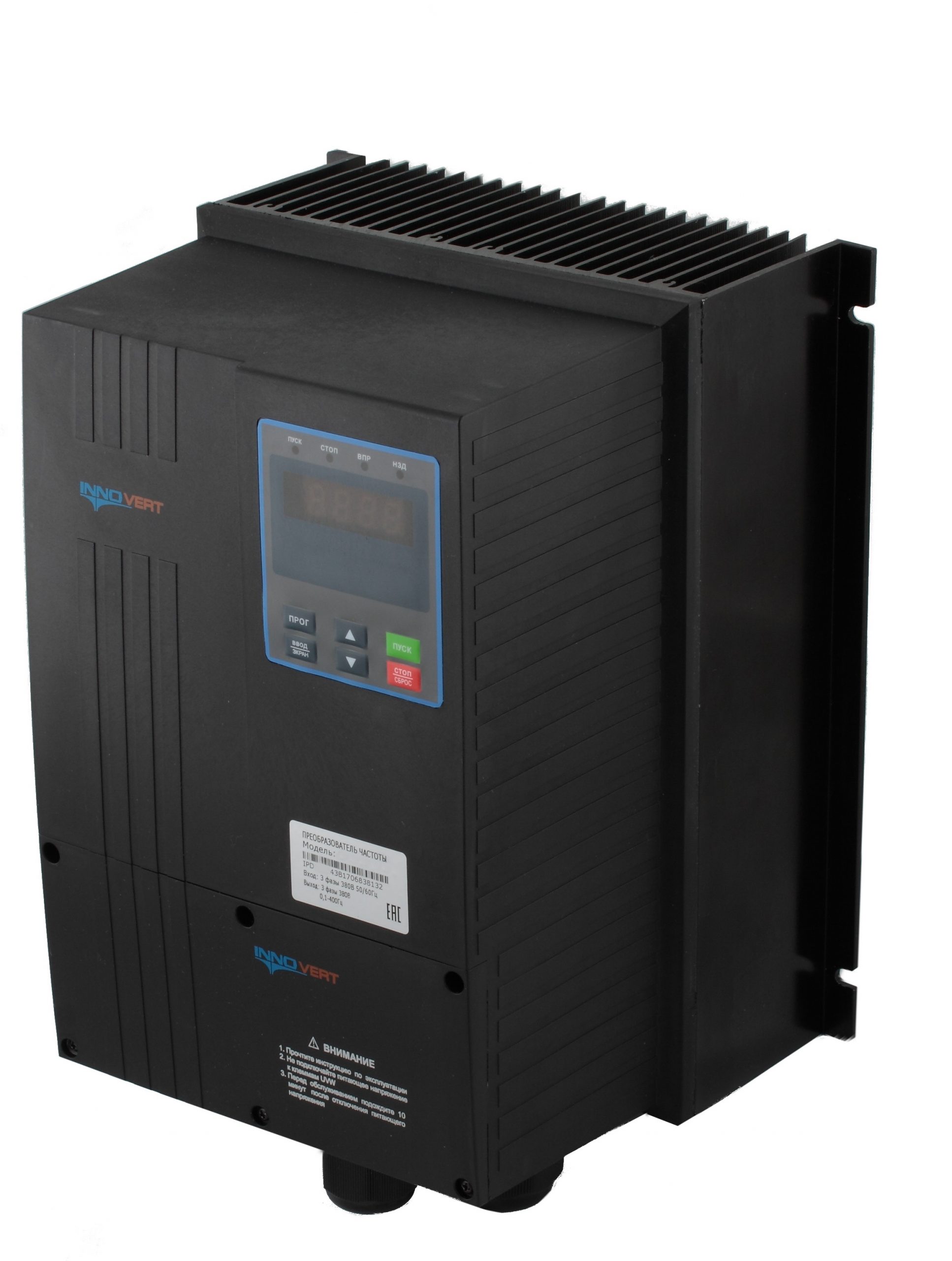 Преобразователь частоты пыле- влагозащищенный INNOVERT IPD153U43B IP54, 15кВт, 380В, 33А Преобразователь частоты пыле- влагозащищенный INNOVERT IPD153U43B IP54, 15кВт, 380В, 33А — изображение 1